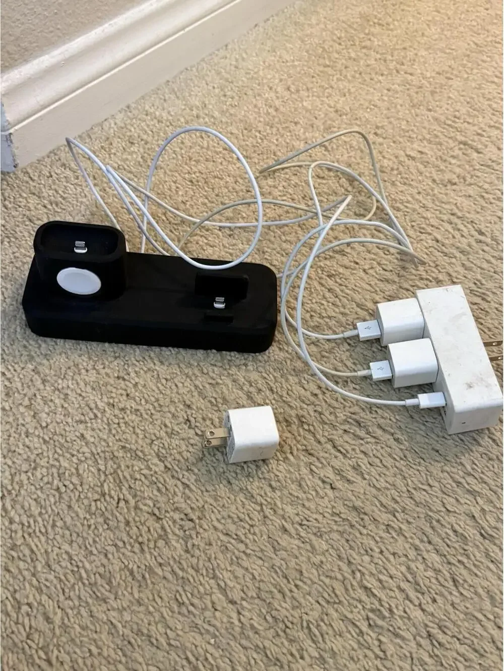 Apple iPhone Watch AirPods Charging Dock Bundle w/ OEM Chargers Anker USB-C